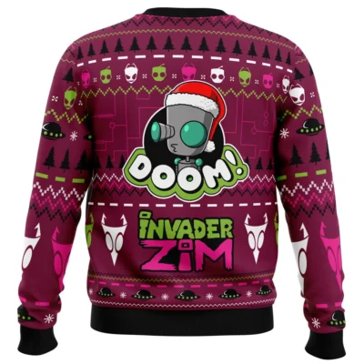 Doom Invader Zim Ugly Christmas Sweater BACK mockup - Invader Zim Merch